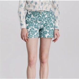 TORY BURCH Gabriel Shorts Viridian Green Captiva Womens size 0 Preppy Summer